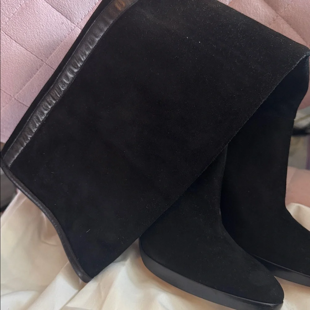 *NEW* LORO PIANA TOWER BRIDGE BLACK SUEDE LEATHER TALL BOOT - Picture 5 of 12